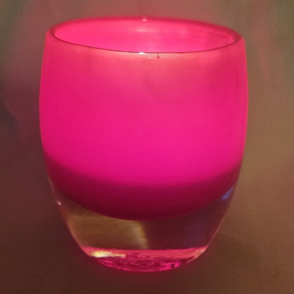 Glassybaby Red Votive Tealight Candle Holder - Pre triskelion Drinking Glass - Picture 3 of 4
